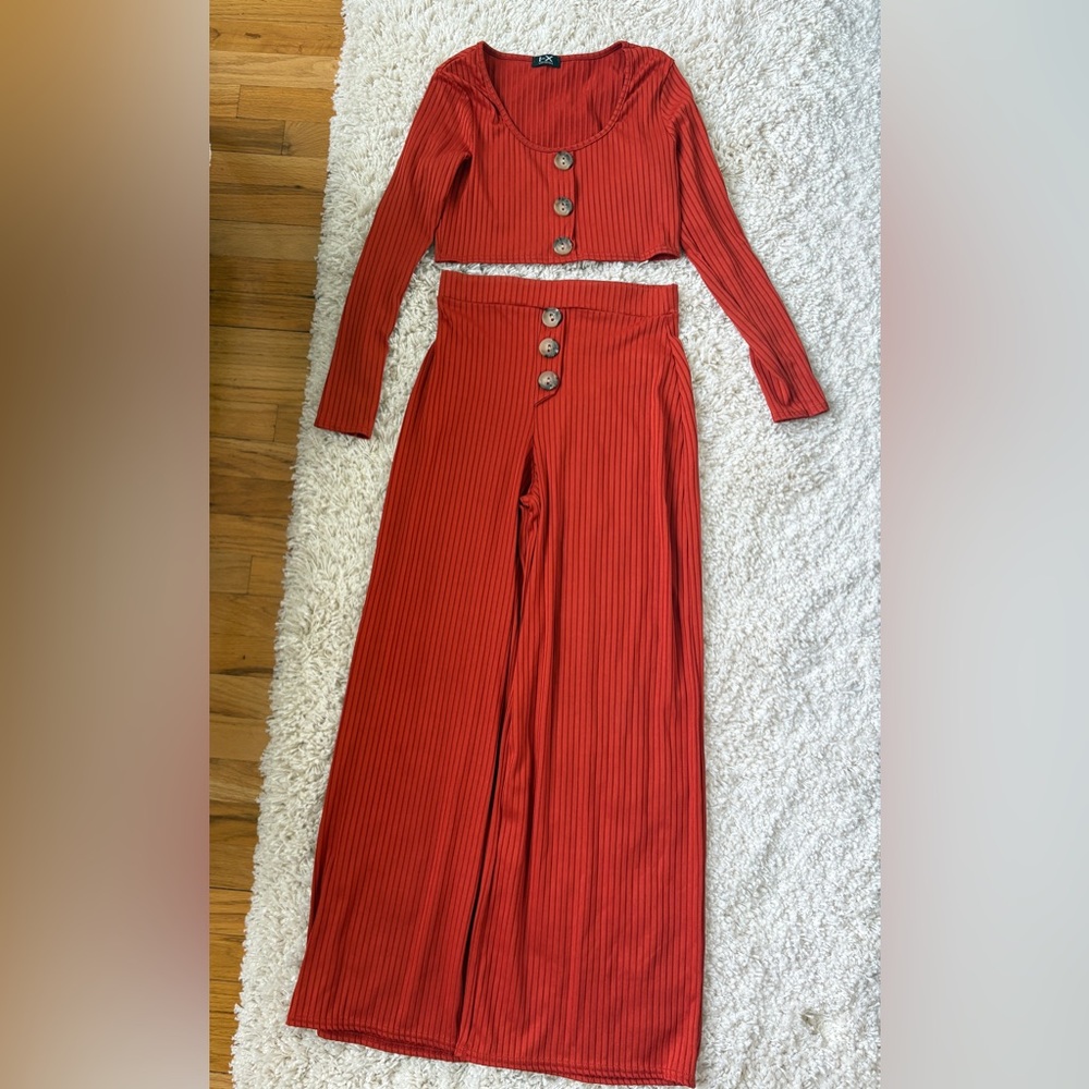 Dark Orange Two-Piece Pant Set